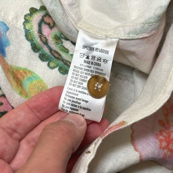 Rhythm Brookly Paisley Natural SS Shirt Size M NWT Linen/Rayon Blend - Picture 6 of 8
